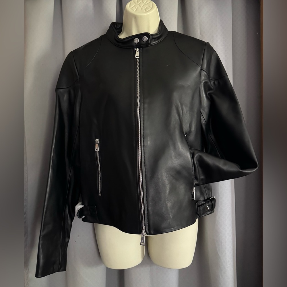 NWT $500 Ralph Lauren Black Label Ladies Lambskin Leather Jacket Extra Small XS